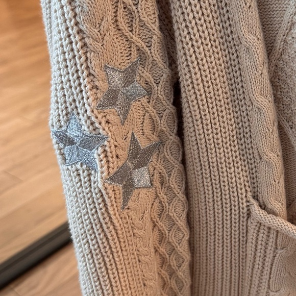 Altar'd State Folklore Cream Cardigan Sweater Cable Knit Embroidered
Stars Sz L - Picture 4 of 7